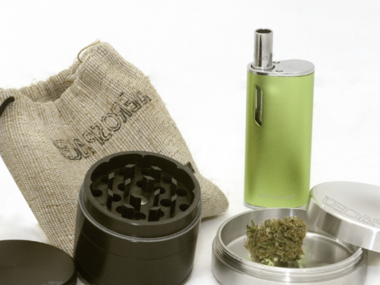 photo of cannais or marijuana oil dried flowers and bag